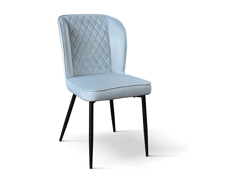 Sedia Simona set da 4 sedie azzurro in velluto e gambe in metallo