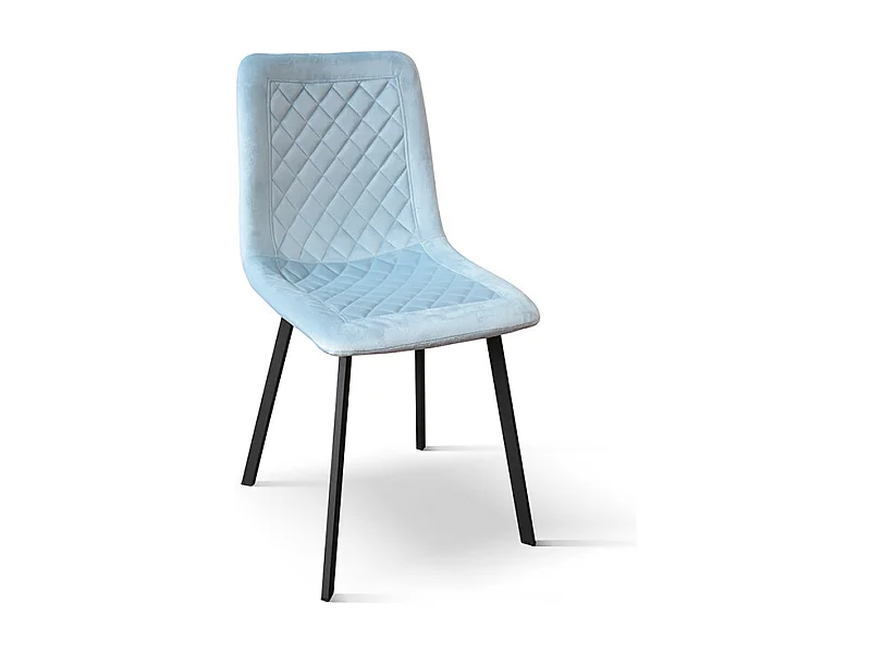 Sedia Arianna set da 4 sedie azzurra in velluto e gambe in metallo