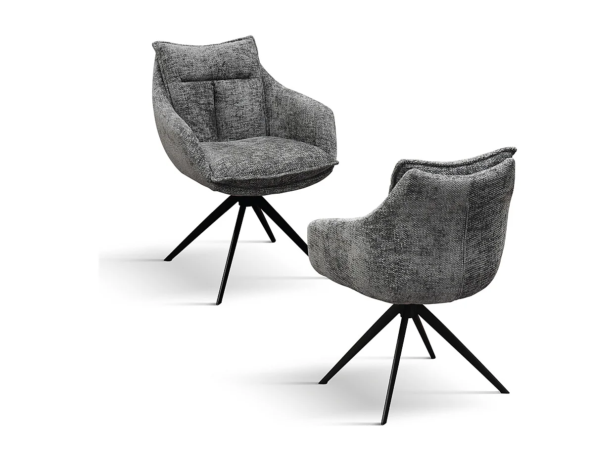 Sedia Gastone Grigio set da 2 sedie con rivestimento in tessuto e gambe in metallo