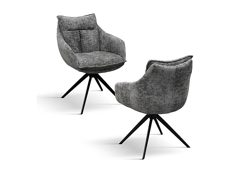 Sedia Gastone Grigio set da 2 sedie con rivestimento in tessuto e gambe in metallo