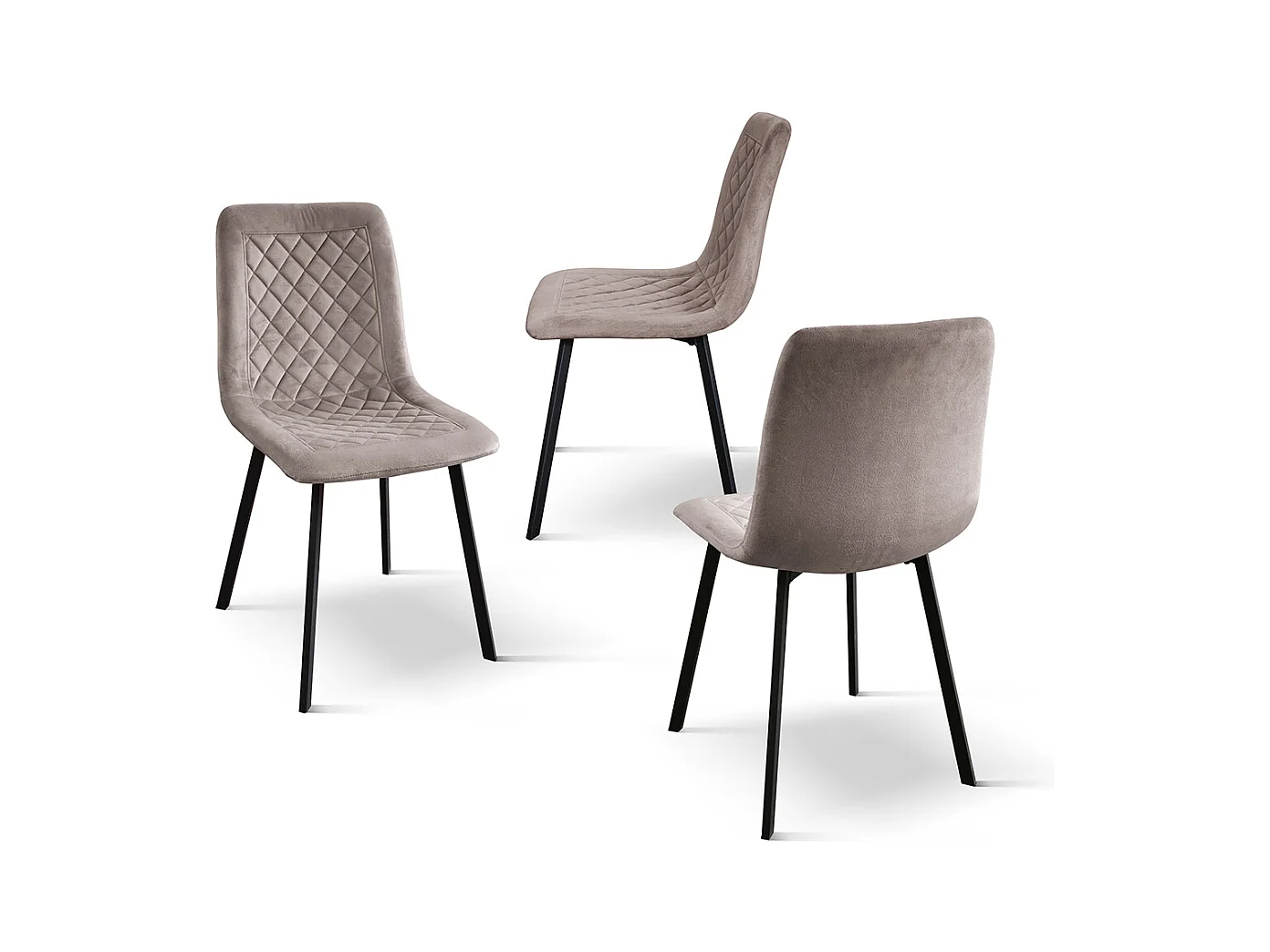 Sedia Arianna set da 4 sedie beige in velluto e gambe in metallo