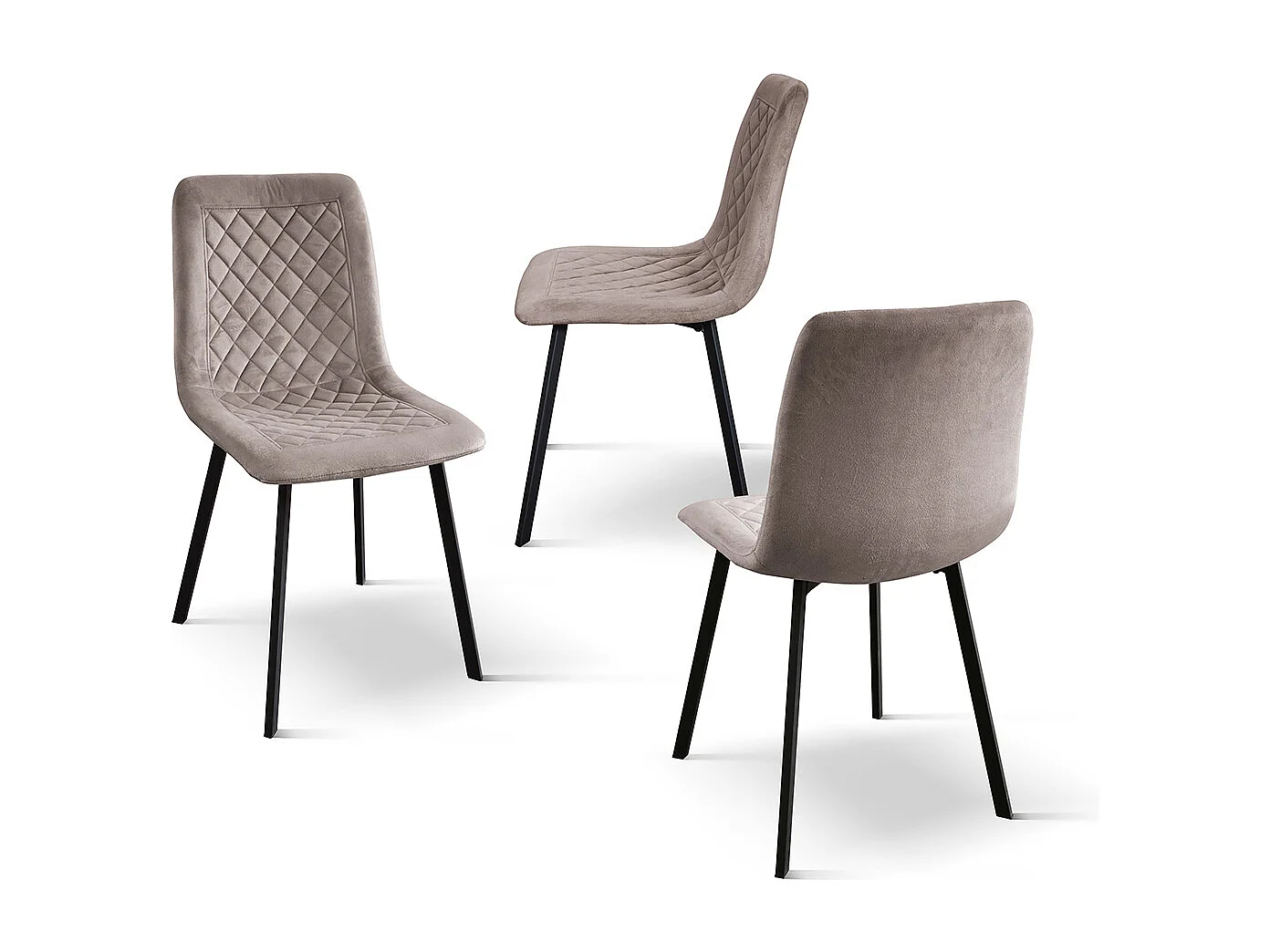 Sedia Arianna set da 4 sedie beige in velluto e gambe in metallo