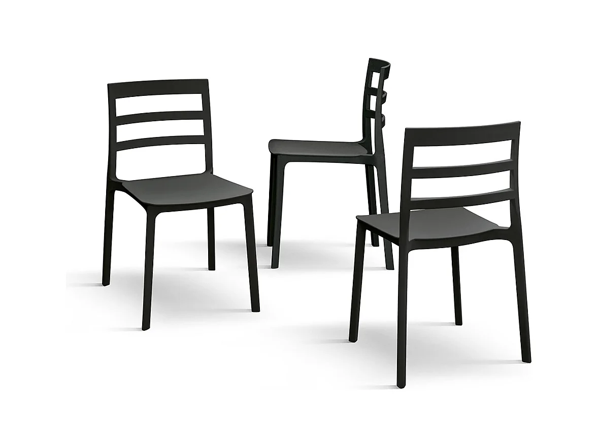 Sedia Luca set da 4 sedie nero in polipropilene