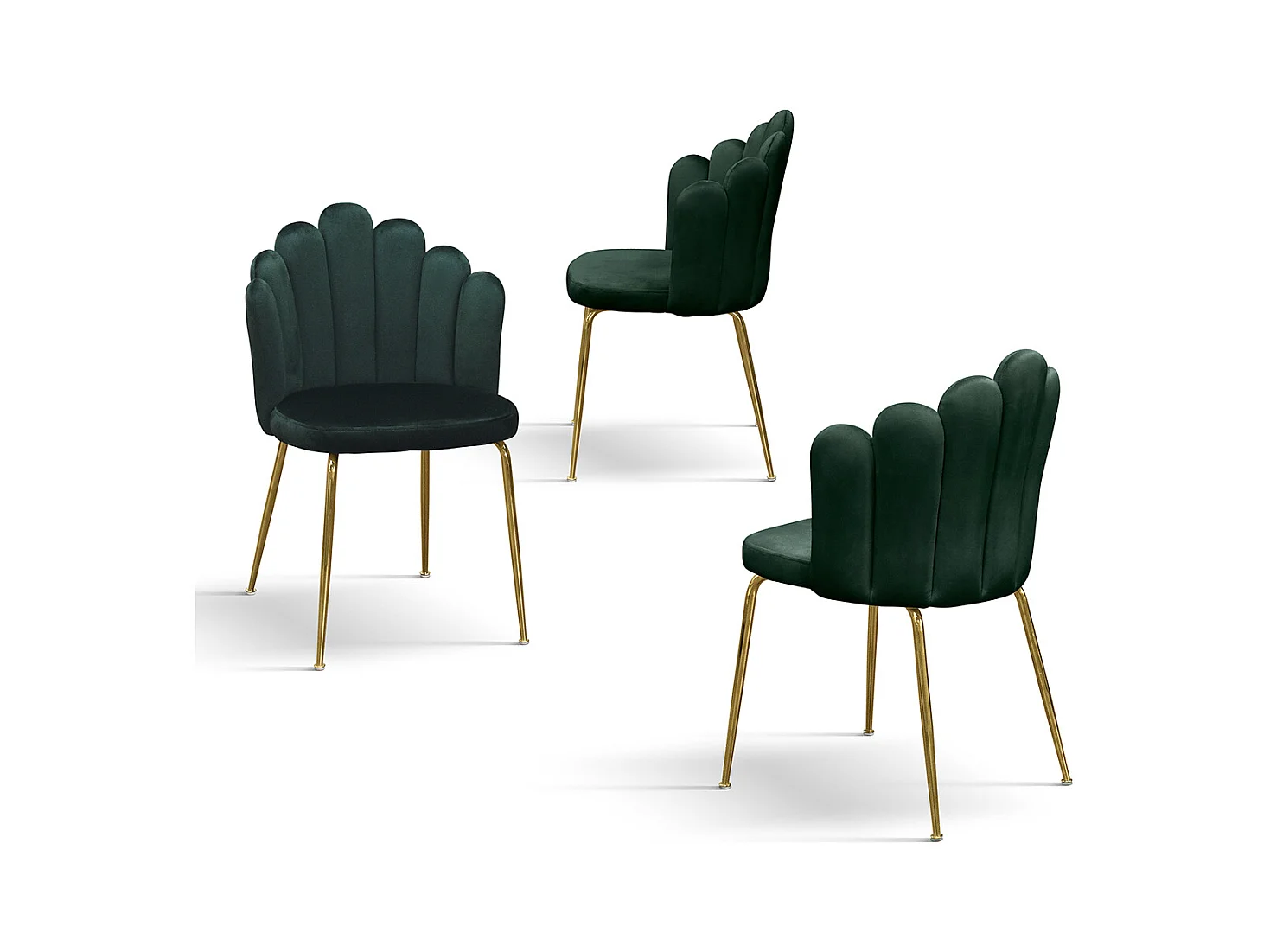 Sedia Sissi Verde set da 4 in velluto e gambe in metallo