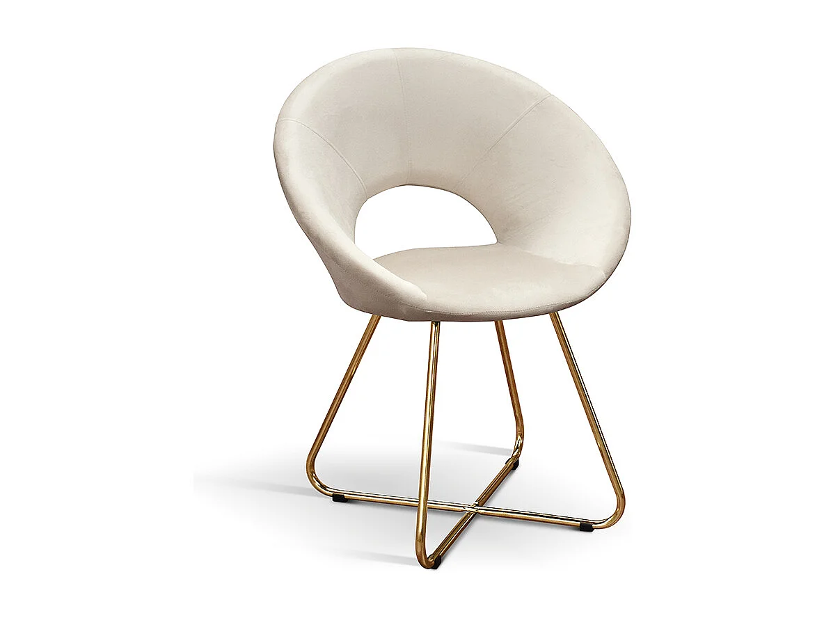 Sedia Iris Tortora set da 2 in velluto e gambe in metallo dorate