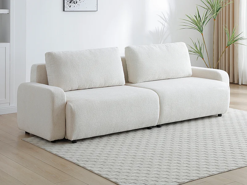 4-Sitzer Schlafsofa - Chenille-Stoff - Beige - YOKIRA