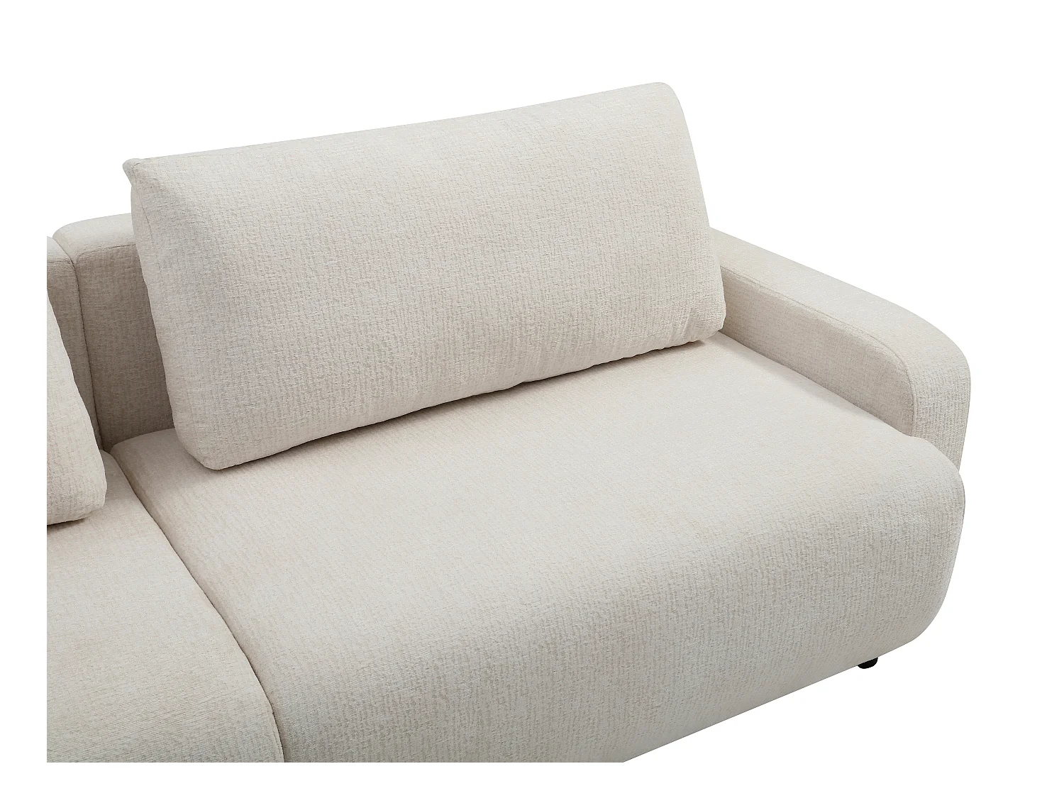 Canapé 4 places convertible en tissu chenille beige YOKIRA