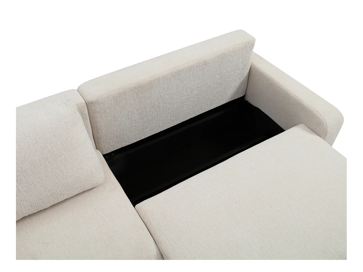 Canapé 4 places convertible en tissu chenille beige YOKIRA