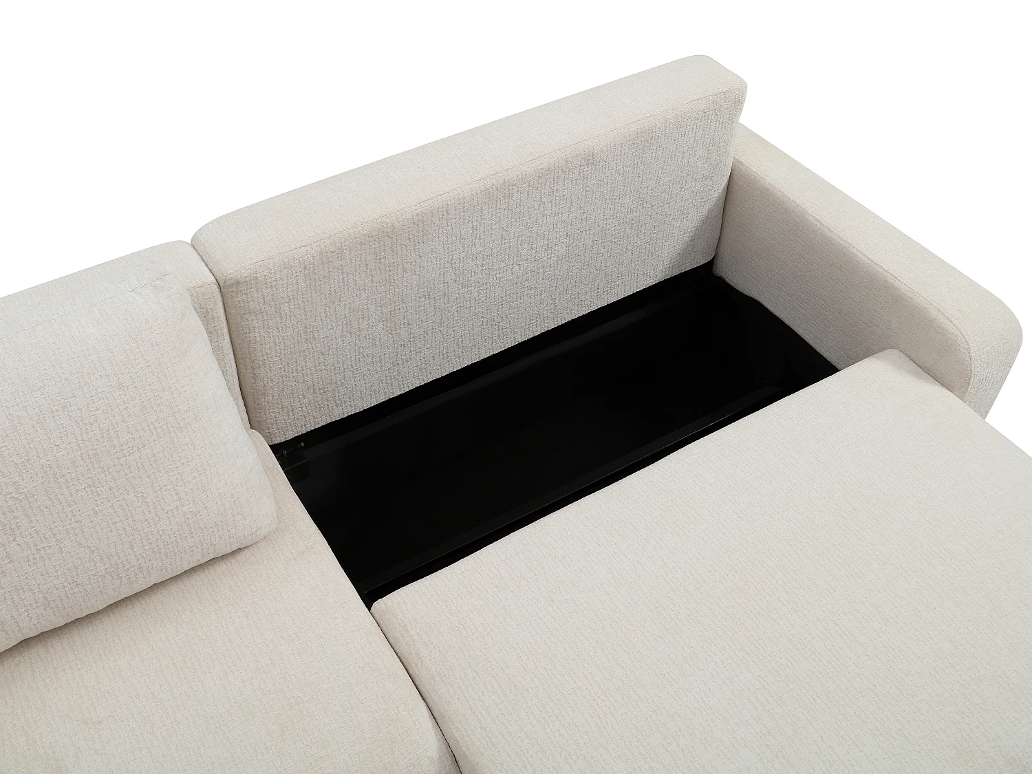 Bäddsoffa med 4 platser i beige chenilletyg YOKIRA