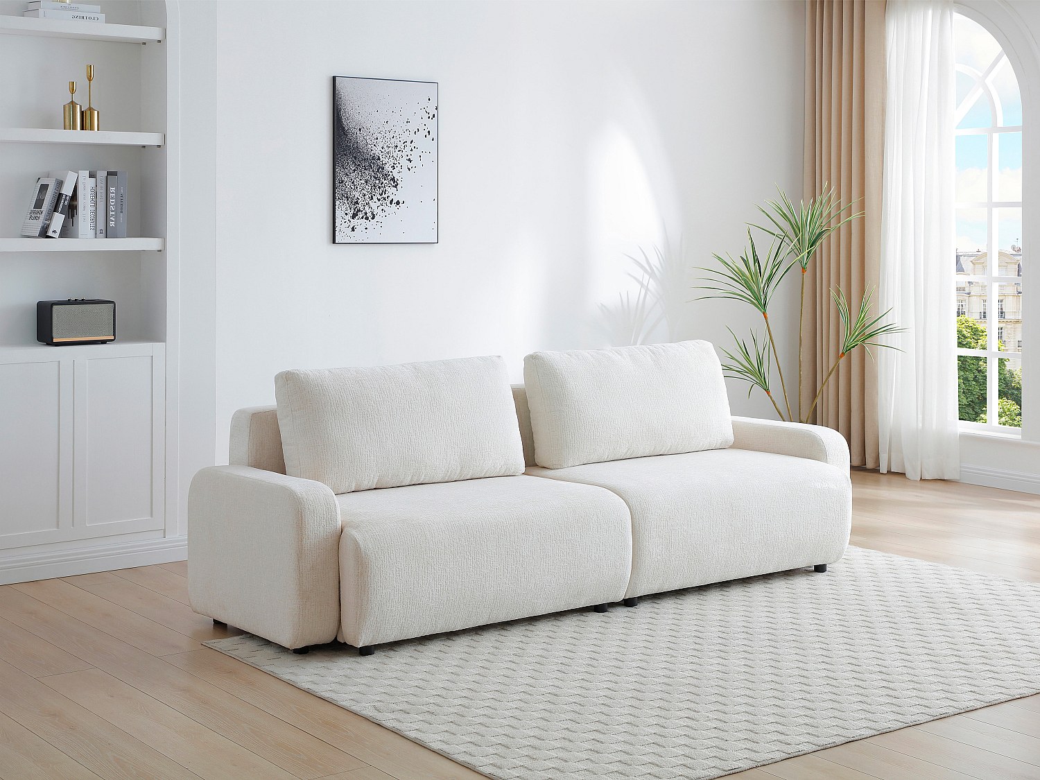 4-Sitzer Schlafsofa - Chenille-Stoff - Beige - YOKIRA günstig online kaufen