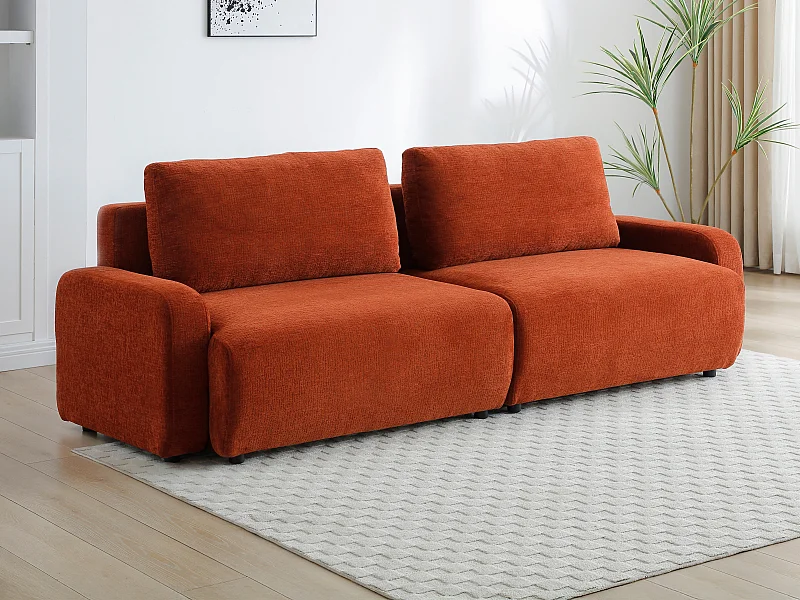 4-Sitzer Schlafsofa - Chenille-Stoff - Terrakotta - YOKIRA