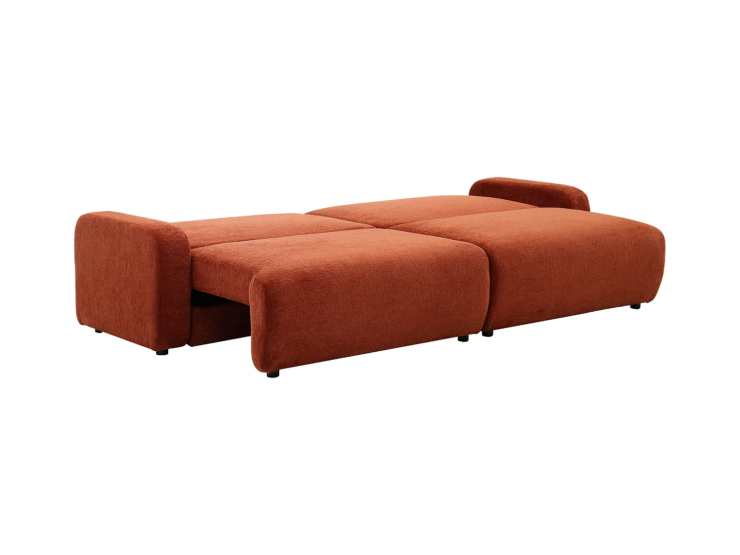 Canapé 4 places convertible en tissu chenille terracotta YOKIRA
