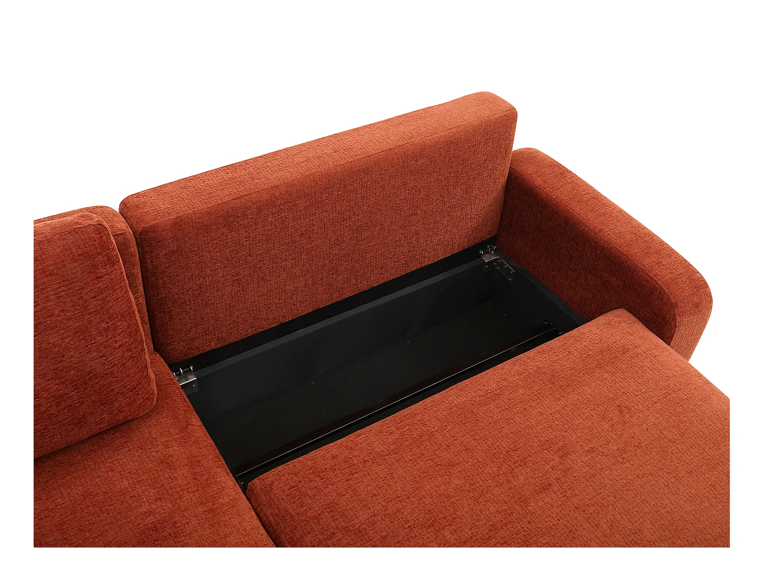 Canapé 4 places convertible en tissu chenille terracotta YOKIRA