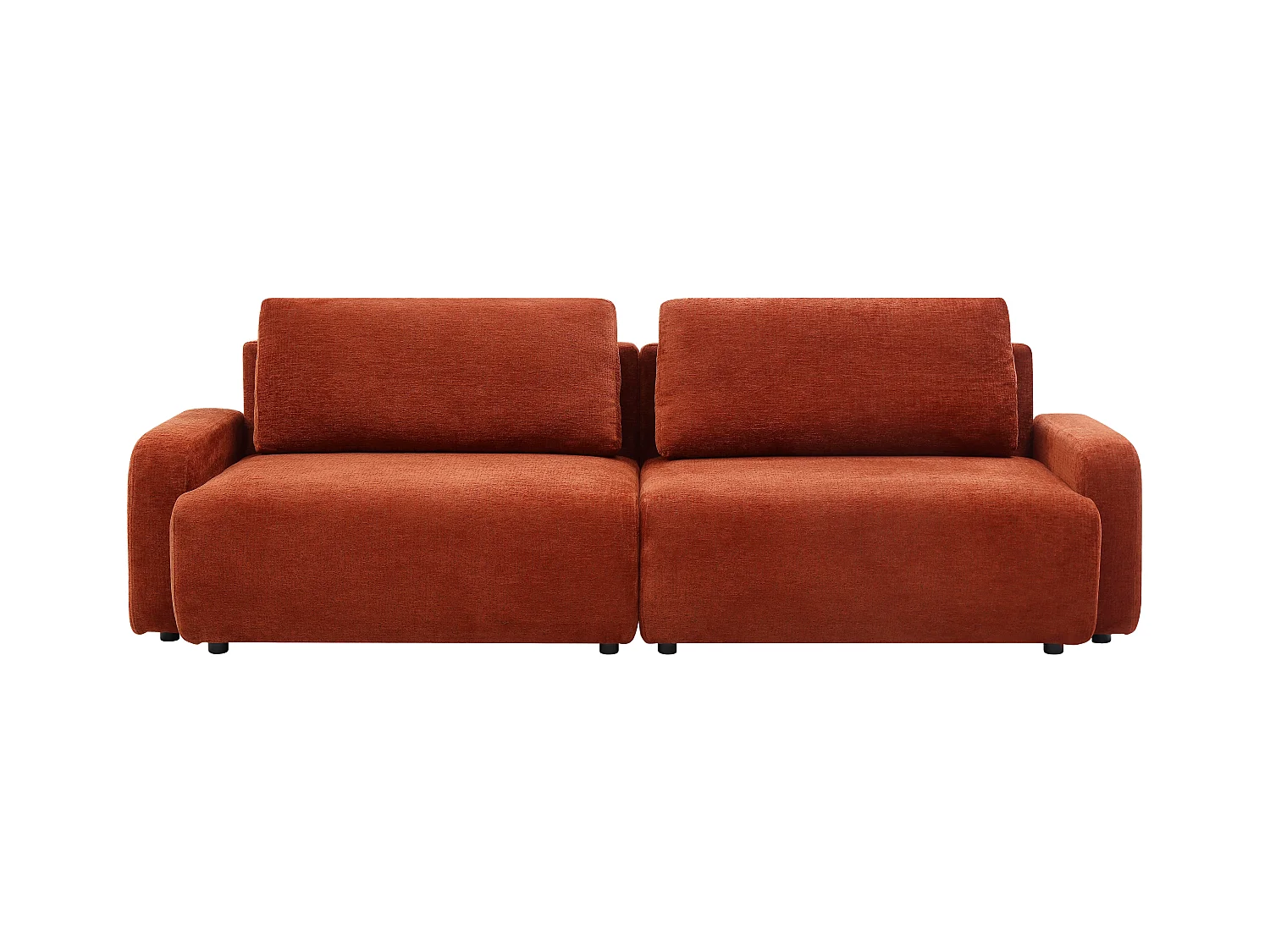 Canapé 4 places convertible en tissu chenille terracotta YOKIRA