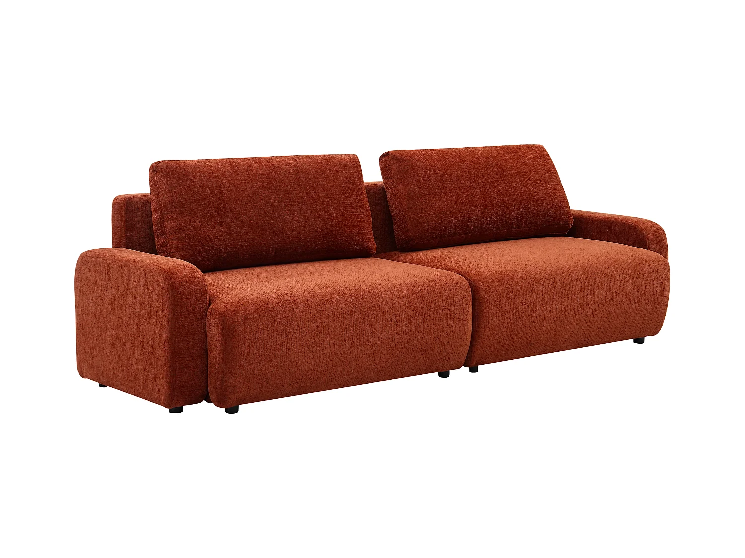 Sofá 4 plazas convertible en chenilla terracota YOKIRA