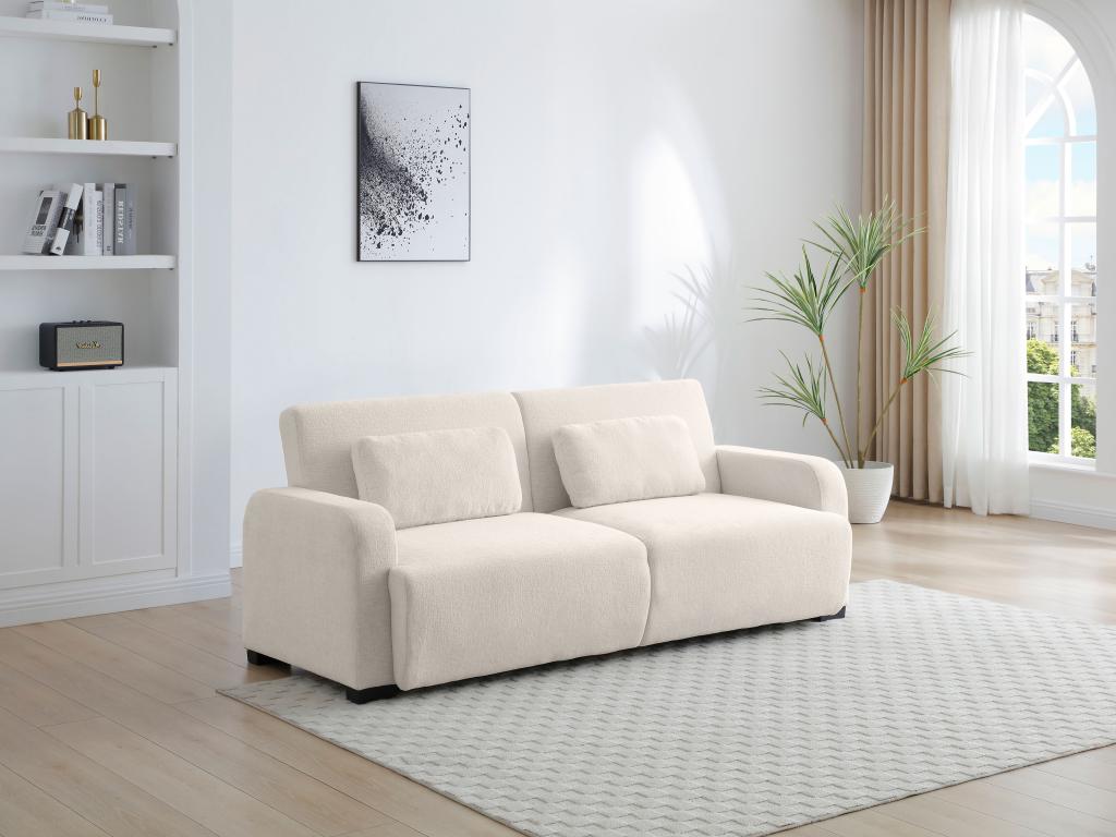 3-Sitzer Schlafsofa Clic-Clac - Chenille-Stoff - Beige - LOMARIO günstig online kaufen