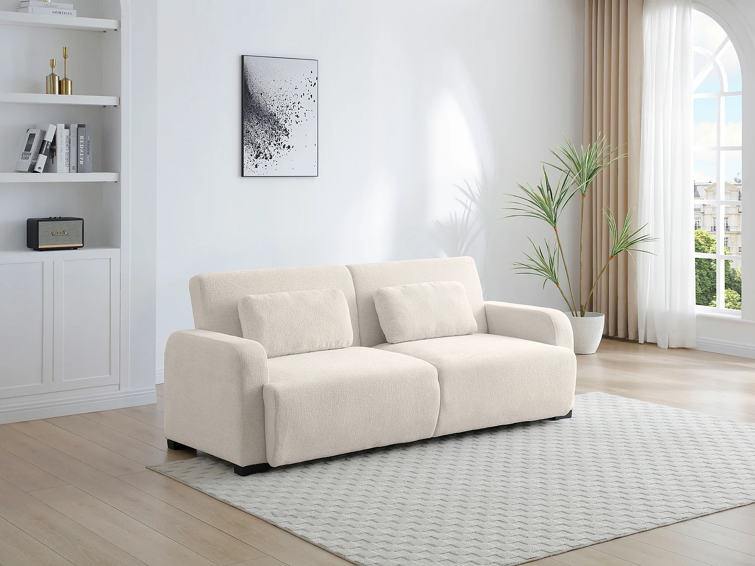 3-Sitzer Schlafsofa Clic-Clac - Chenille-Stoff - Beige - LOMARIO