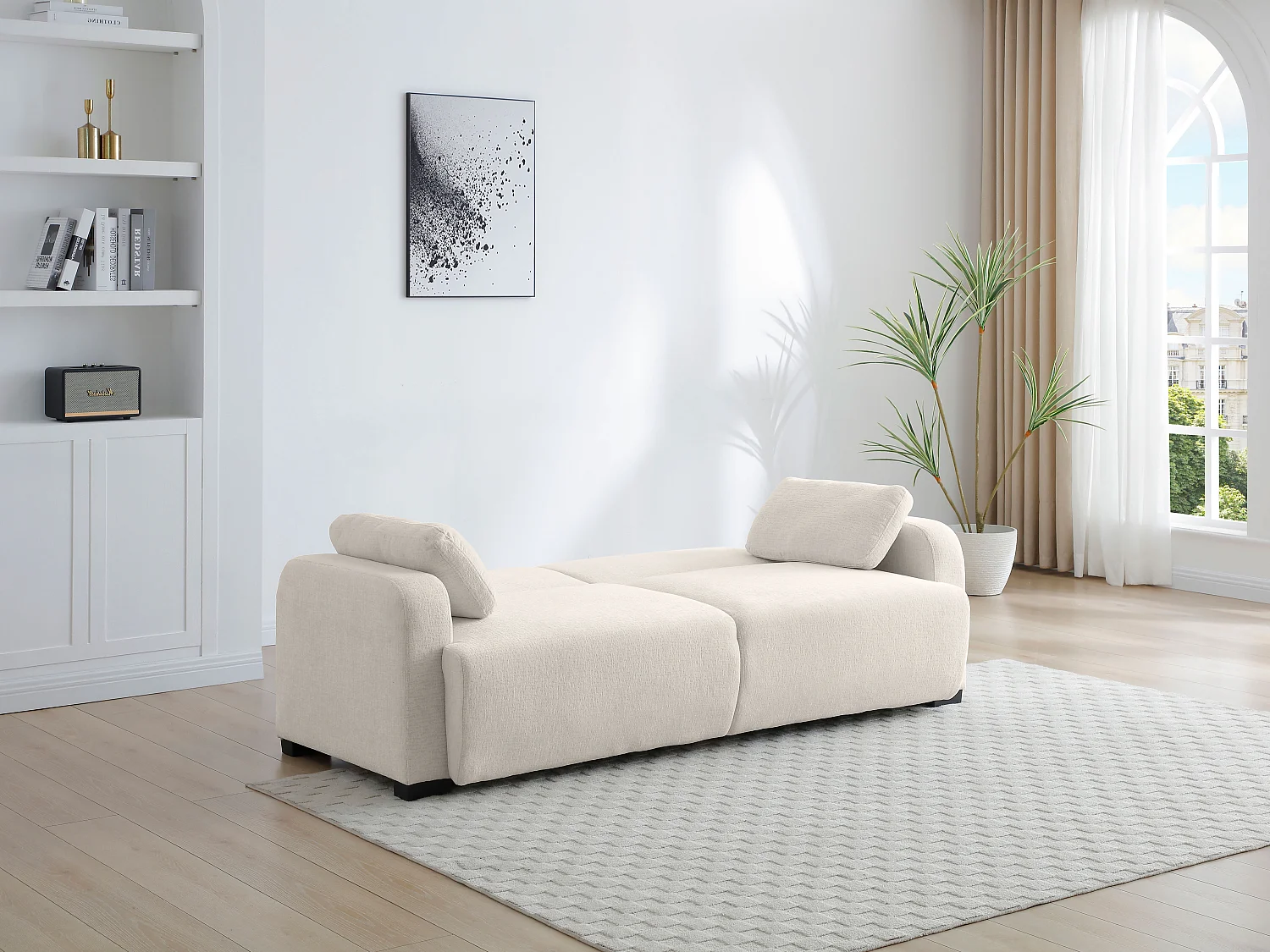 3-Sitzer Schlafsofa Clic-Clac - Chenille-Stoff - Beige - LOMARIO