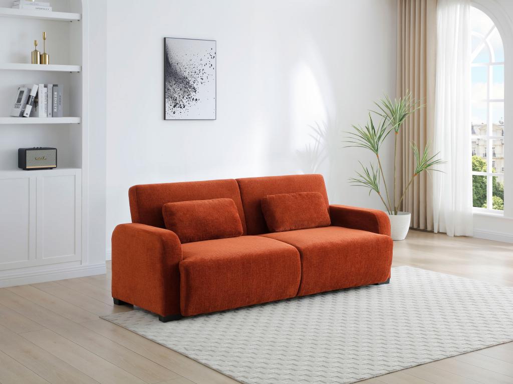 3-Sitzer Schlafsofa Clic-Clac - Chenille-Stoff - Terrakotta - LOMARIO günstig online kaufen