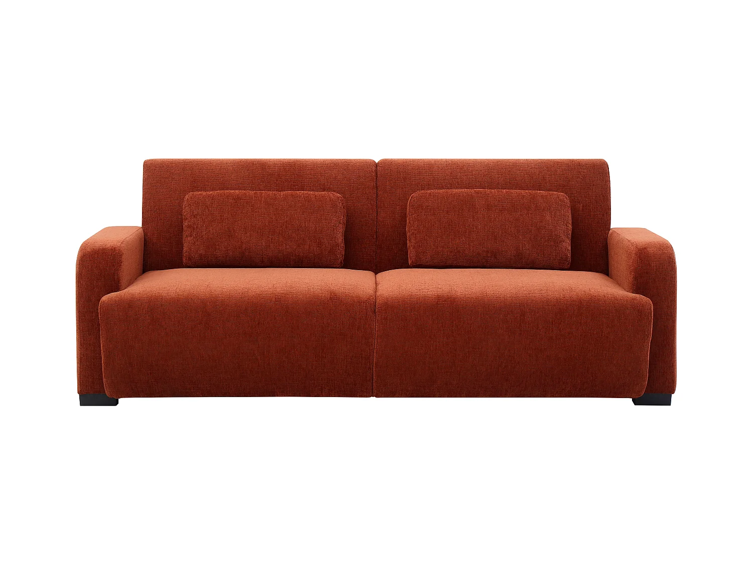 Canapé 3 places convertible clic-clac en tissu chenille terracotta LOMARIO