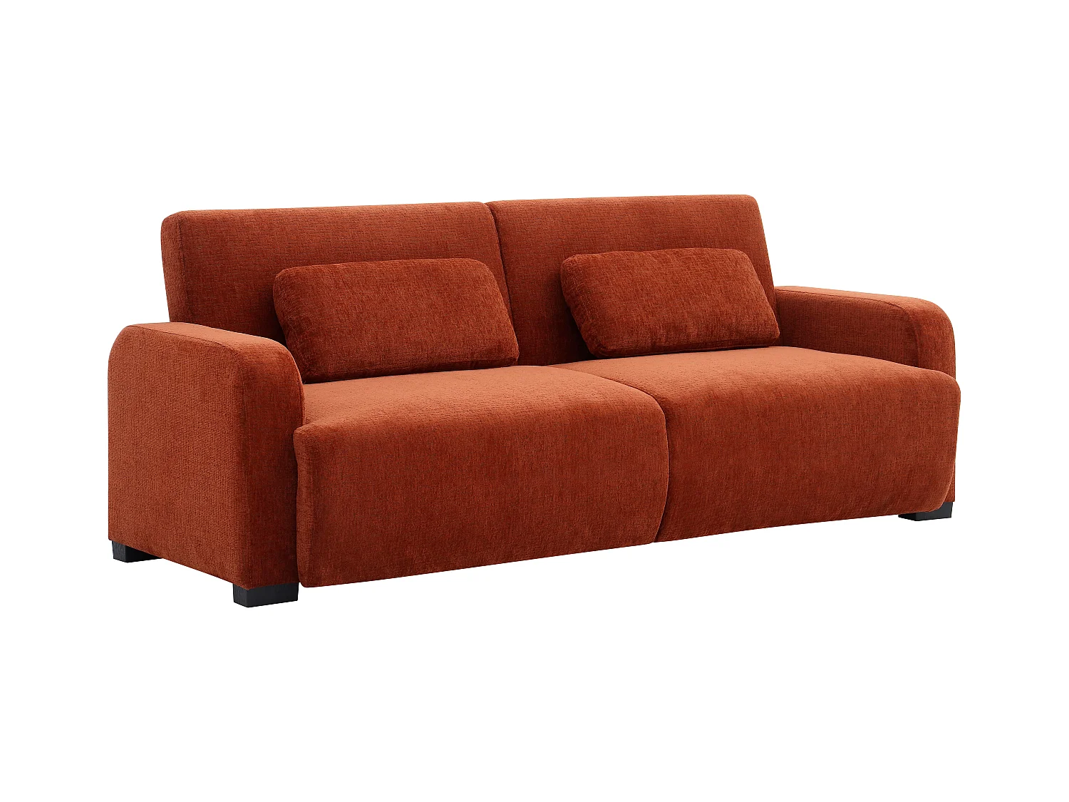 Canapé 3 places convertible clic-clac en tissu chenille terracotta LOMARIO