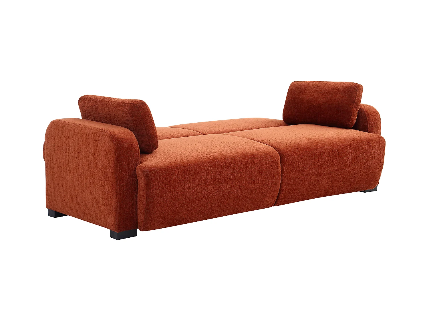 Canapé 3 places convertible clic-clac en tissu chenille terracotta LOMARIO