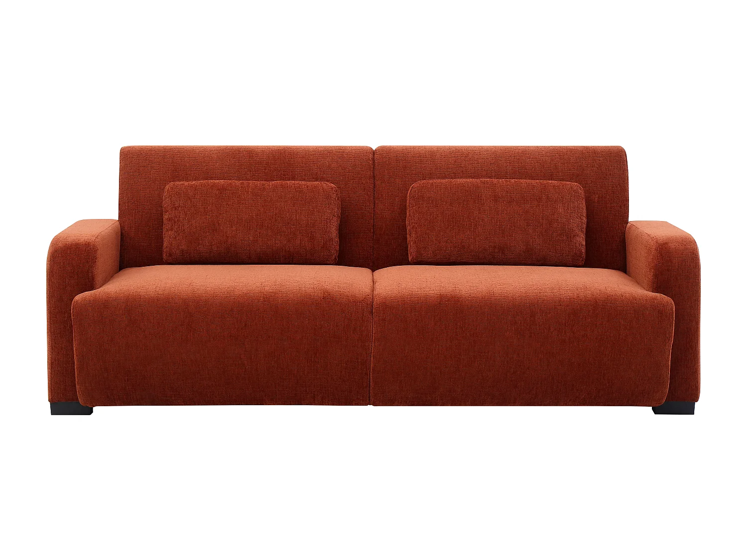 Sofá 3 plazas convertible clic-clac en chenilla terracota LOMARIO