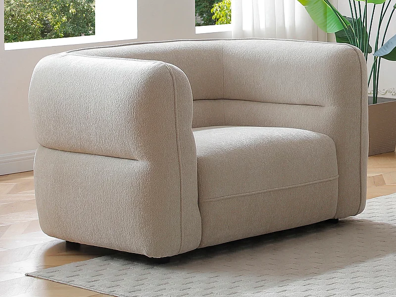 Lenestol i beige chenillestoff TALIENA