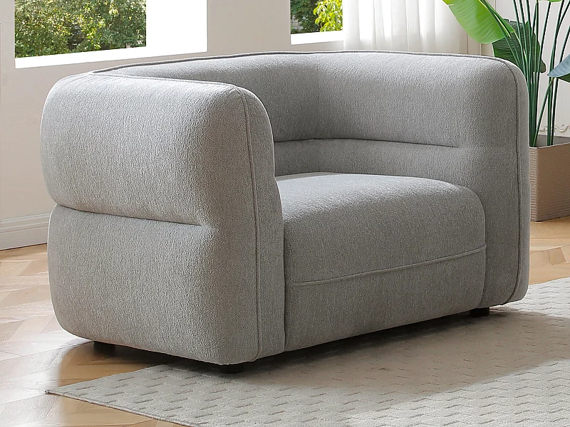 Fauteuil en tissu chenille gris TALIENA