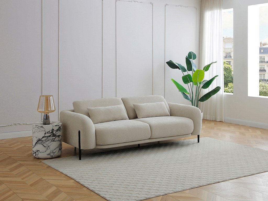 Sofa 3-Sitzer mit verstellbarer Rückenlehne - Stoff Beige - ARAVIO günstig online kaufen