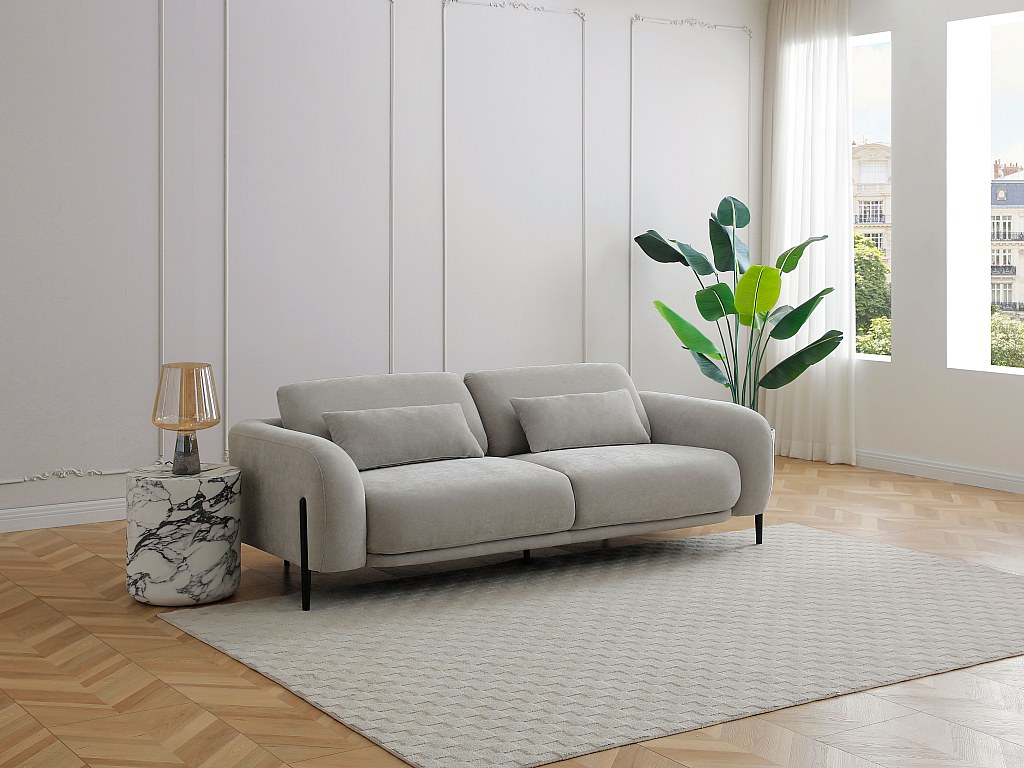 Sofa 3-Sitzer mit verstellbarer Rückenlehne - Stoff Hellgrau - ARAVIO günstig online kaufen