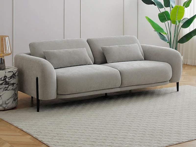 Kanapa  3-osobowa z podnoszonymi oparciami, jasnoszara tkanina ARAVIO