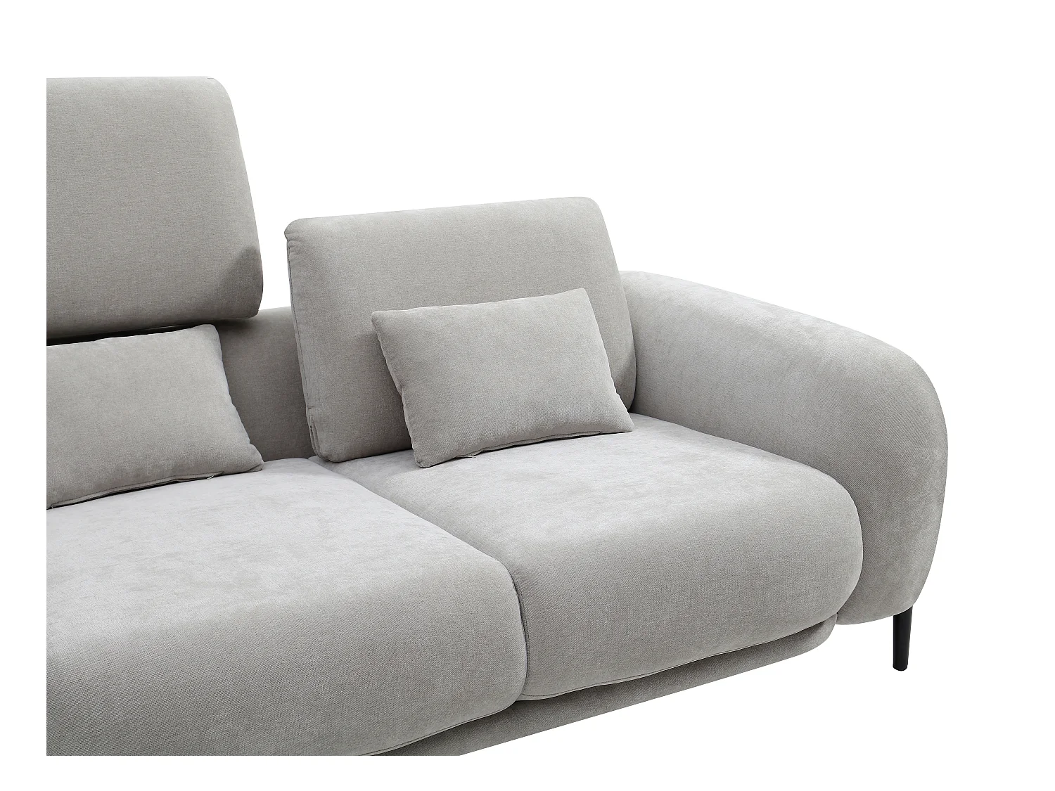 3-seters sofa med regulerbar rygg i lysegrått stoff ARAVIO