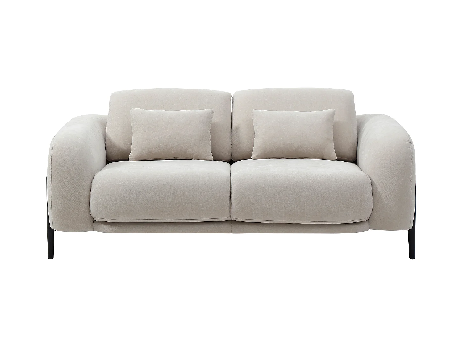 Canapé 2 places avec dossier relevable en tissu beige ARAVIO