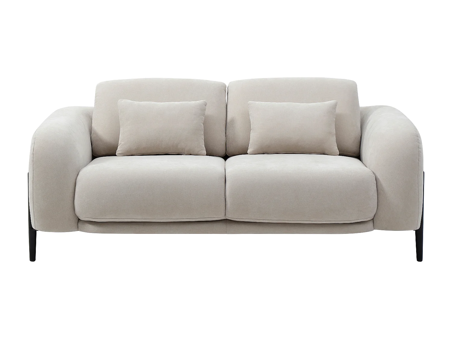 Sofá 2 plazas con respaldo reclinable en tela beige ARAVIO