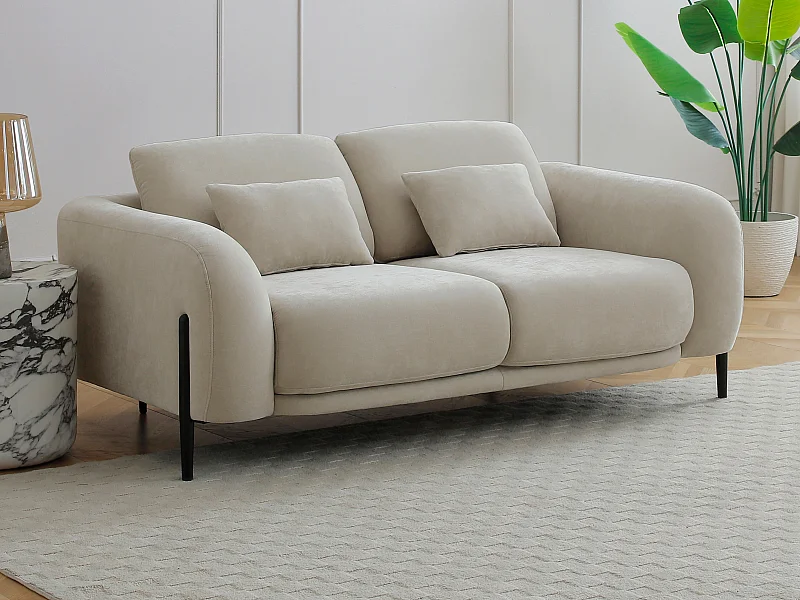 Driezits bank met verstelbare rugleuning in beige stof - ARAVIO