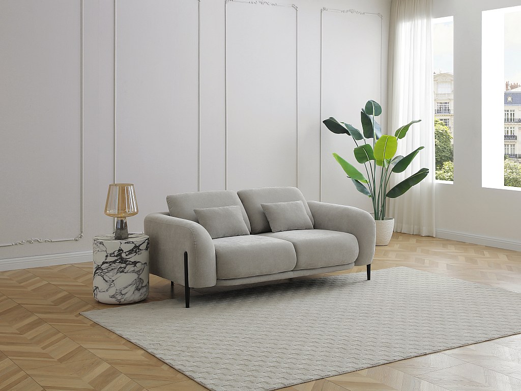 Sofa 2-Sitzer mit verstellbarer Rückenlehne - Stoff Hellgrau - ARAVIO günstig online kaufen