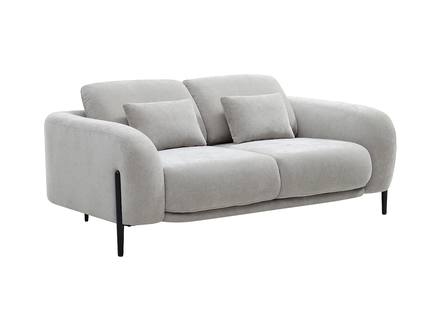 Canapé 2 places avec dossier relevable en tissu gris clair ARAVIO