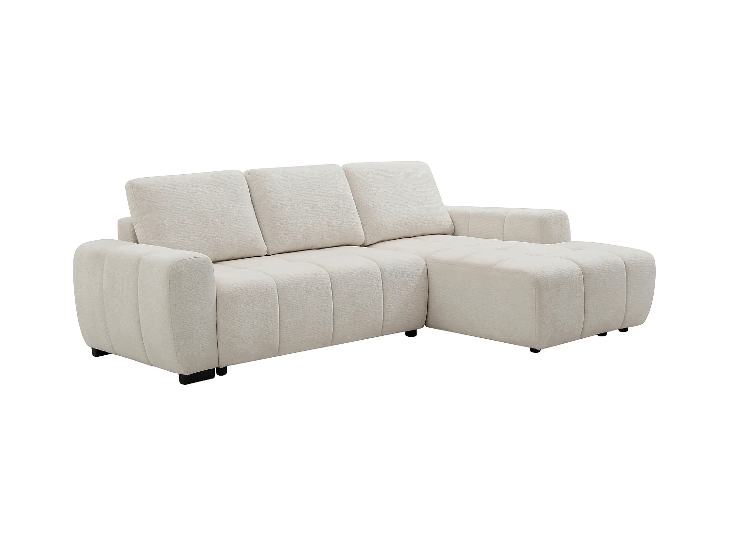 Ecksofa mit Schlaffunktion - Ecke rechts - Chenille - Beige - KOUMALO