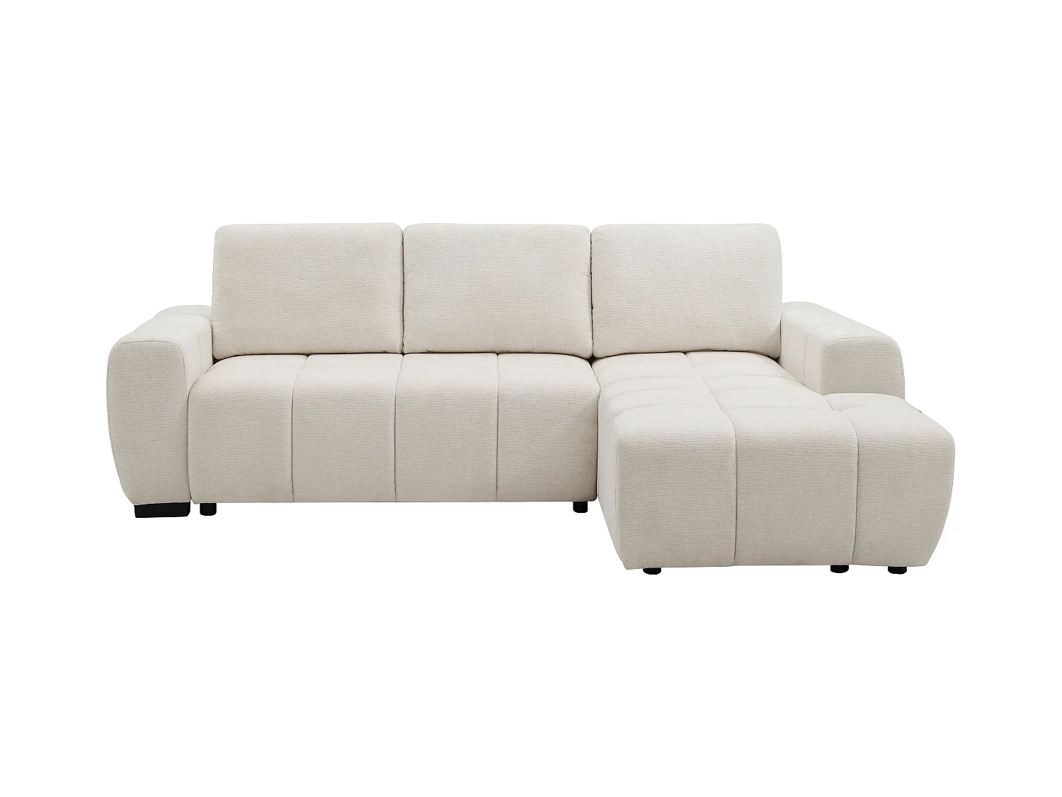 Slaapbank met hoek rechts in beige chenille stof  - KOUMALO