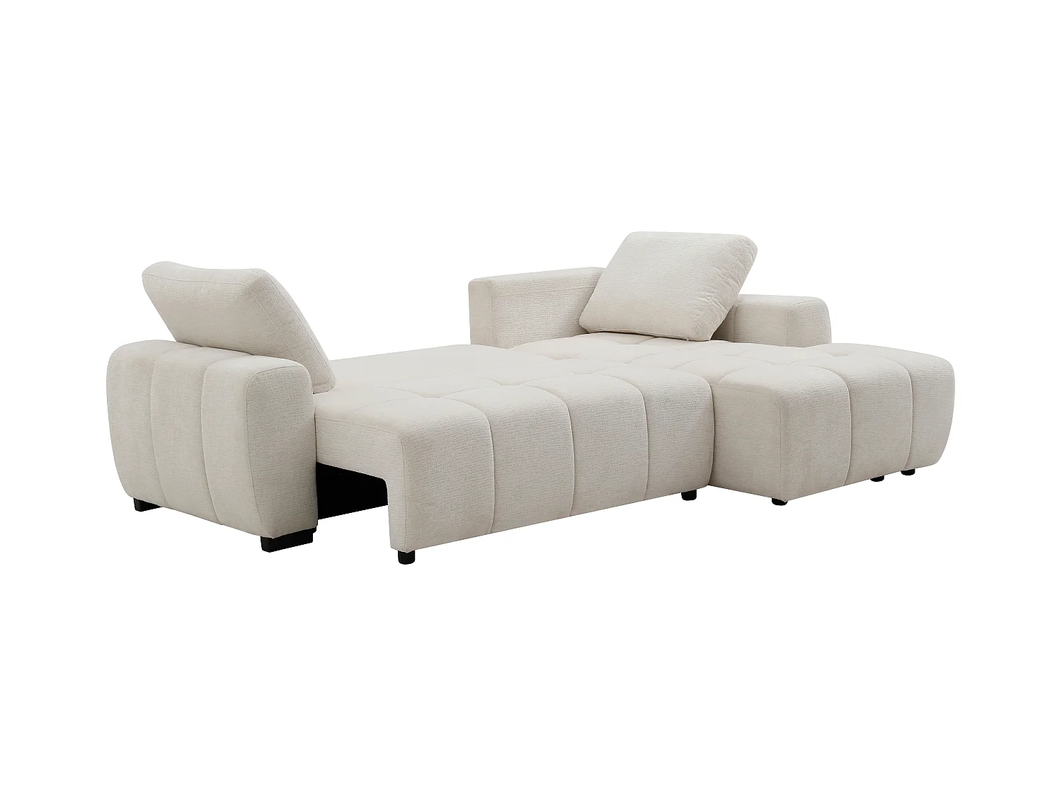 Slaapbank met hoek rechts in beige chenille stof  - KOUMALO