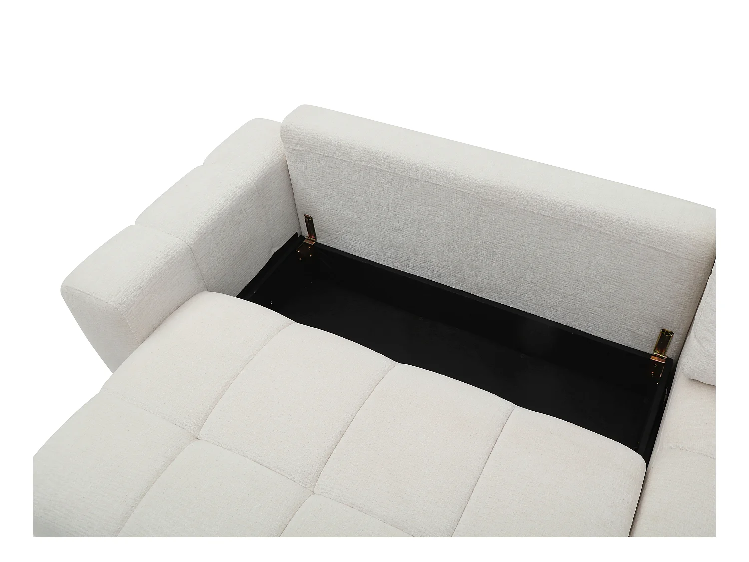 Slaapbank met hoek rechts in beige chenille stof  - KOUMALO