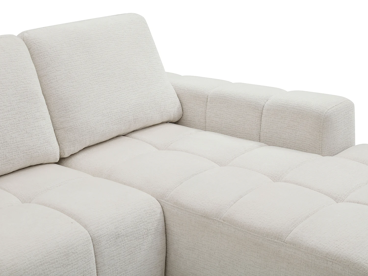 Canapé d'angle droit convertible en tissu chenille beige KOUMALO