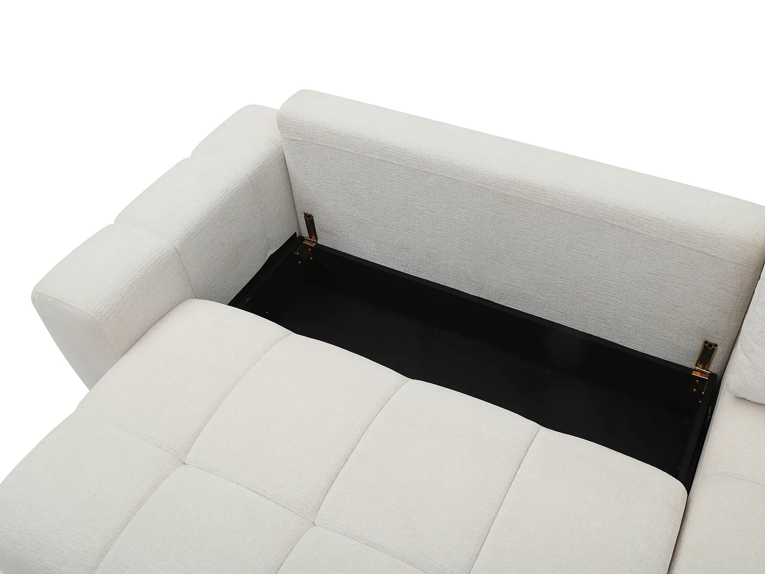 Canapé d'angle droit convertible en tissu chenille beige KOUMALO