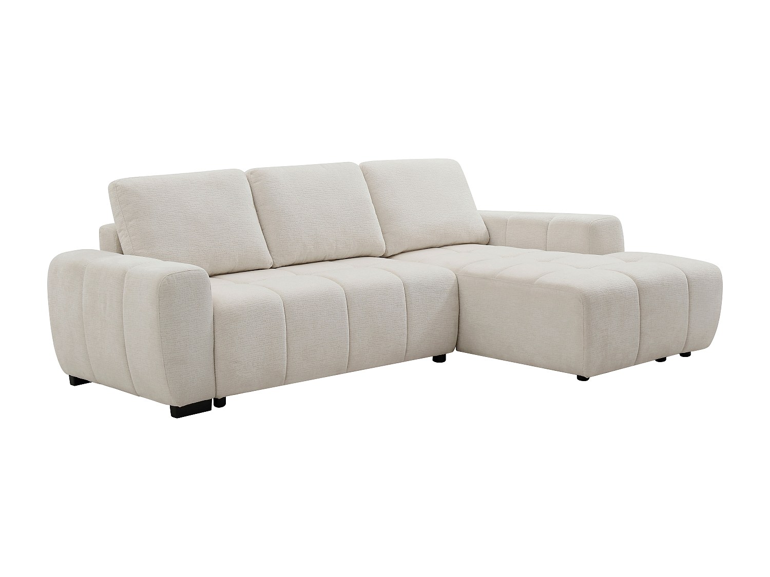 Ecksofa mit Schlaffunktion - Ecke rechts - Chenille - Beige - KOUMALO günstig online kaufen