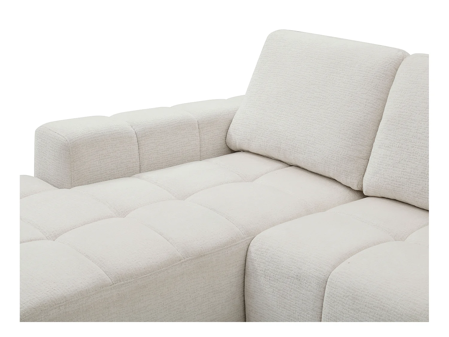 Canapé d'angle gauche convertible en tissu chenille beige KOUMALO