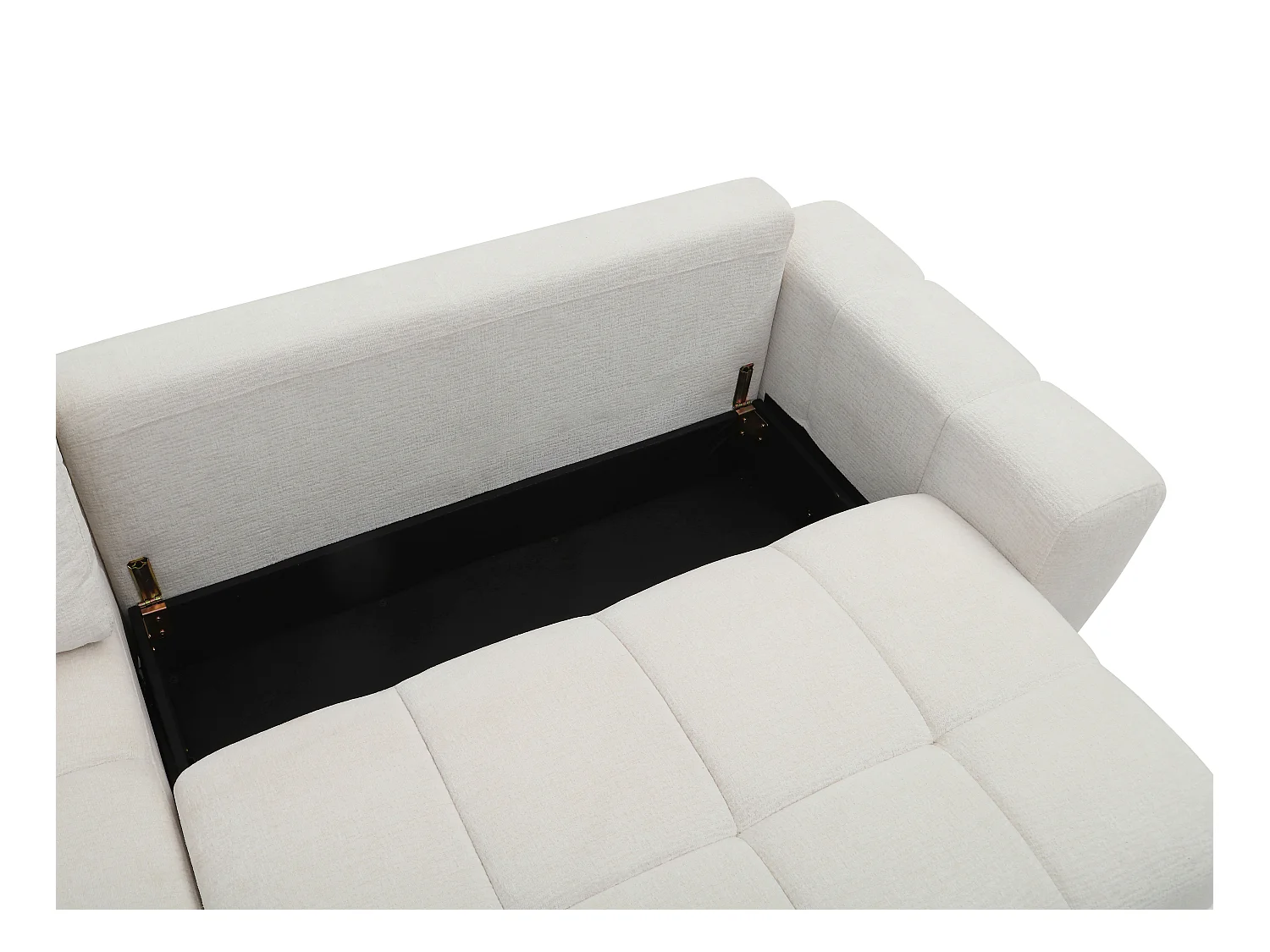 Canapé d'angle gauche convertible en tissu chenille beige KOUMALO
