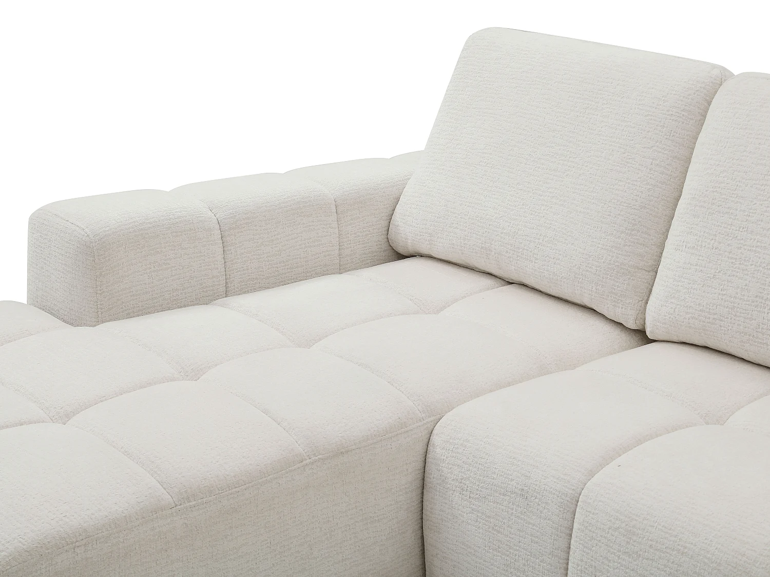 Canapé d'angle gauche convertible en tissu chenille beige KOUMALO