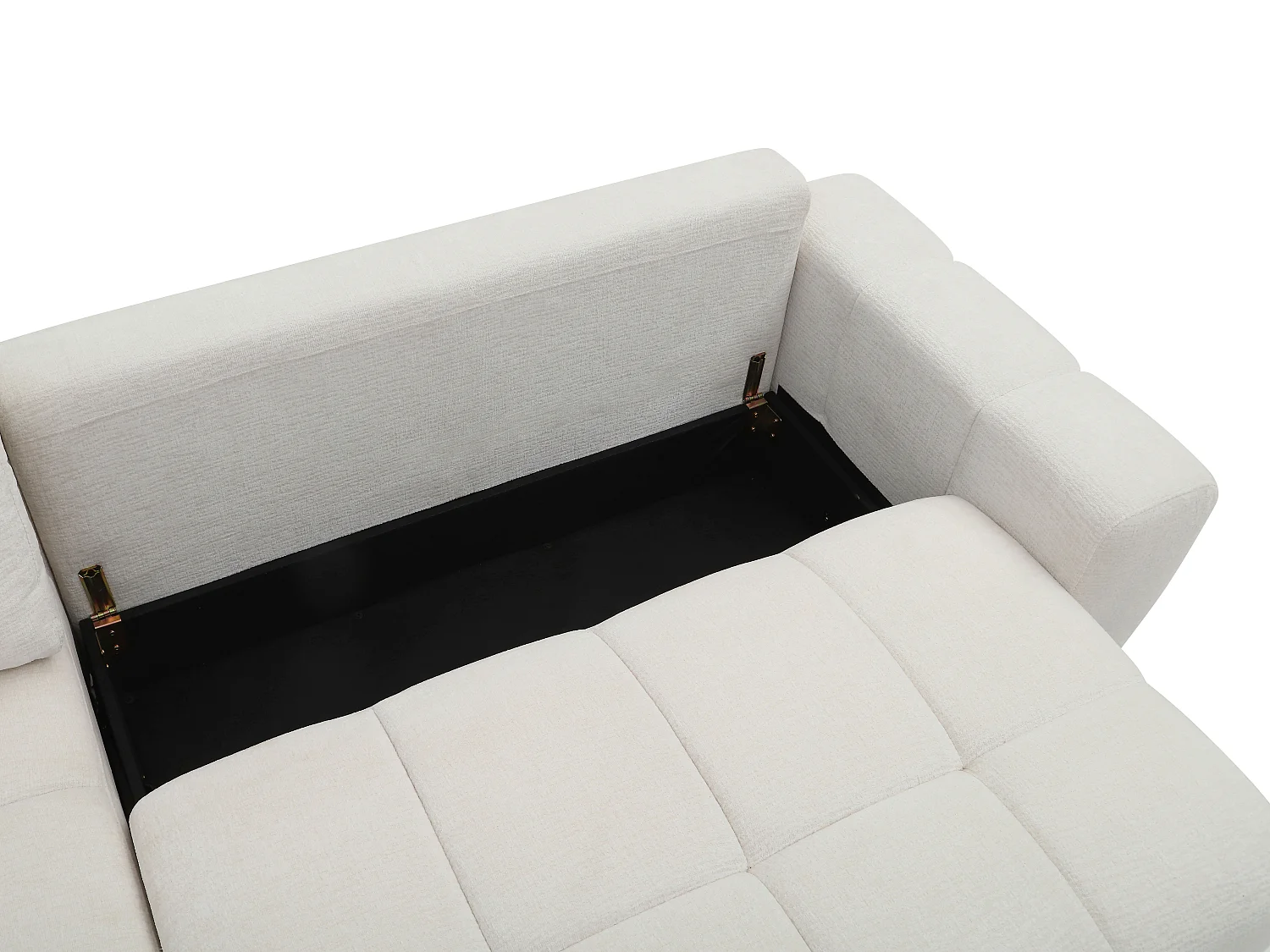 Canapé d'angle gauche convertible en tissu chenille beige KOUMALO