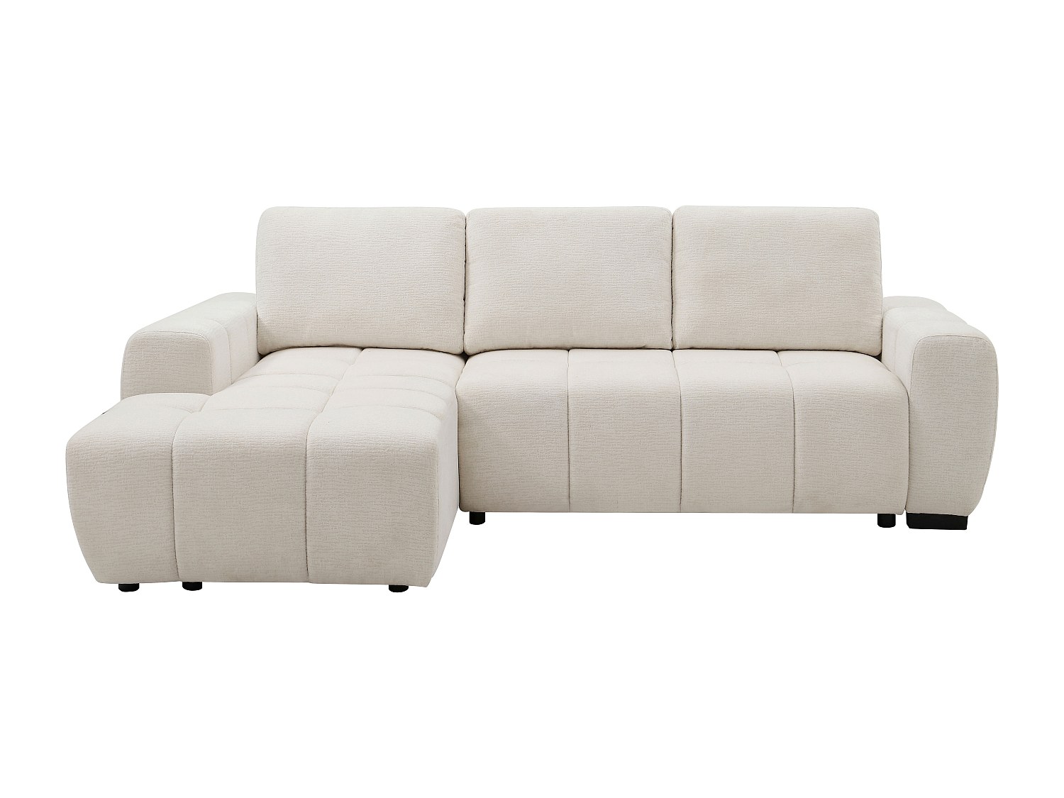 Ecksofa mit Schlaffunktion - Ecke links - Chenille - Beige - KOUMALO günstig online kaufen